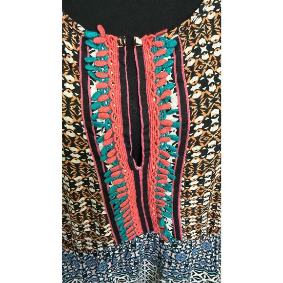 Ranna Gill ANTHROPOLOGIE size L VNeck Boho Sleeveless Panel Tank multicolor - Picture 2 of 8